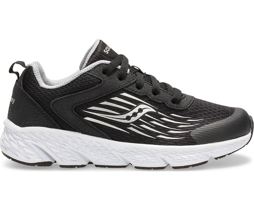 Kids' Saucony Wind Lace Sneakers Black | Singapore 767DFMN